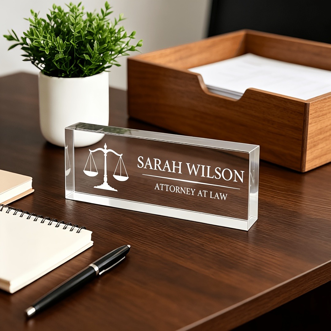 Desk Name Plate - Placa de Identificación de Acrílico Personalizada