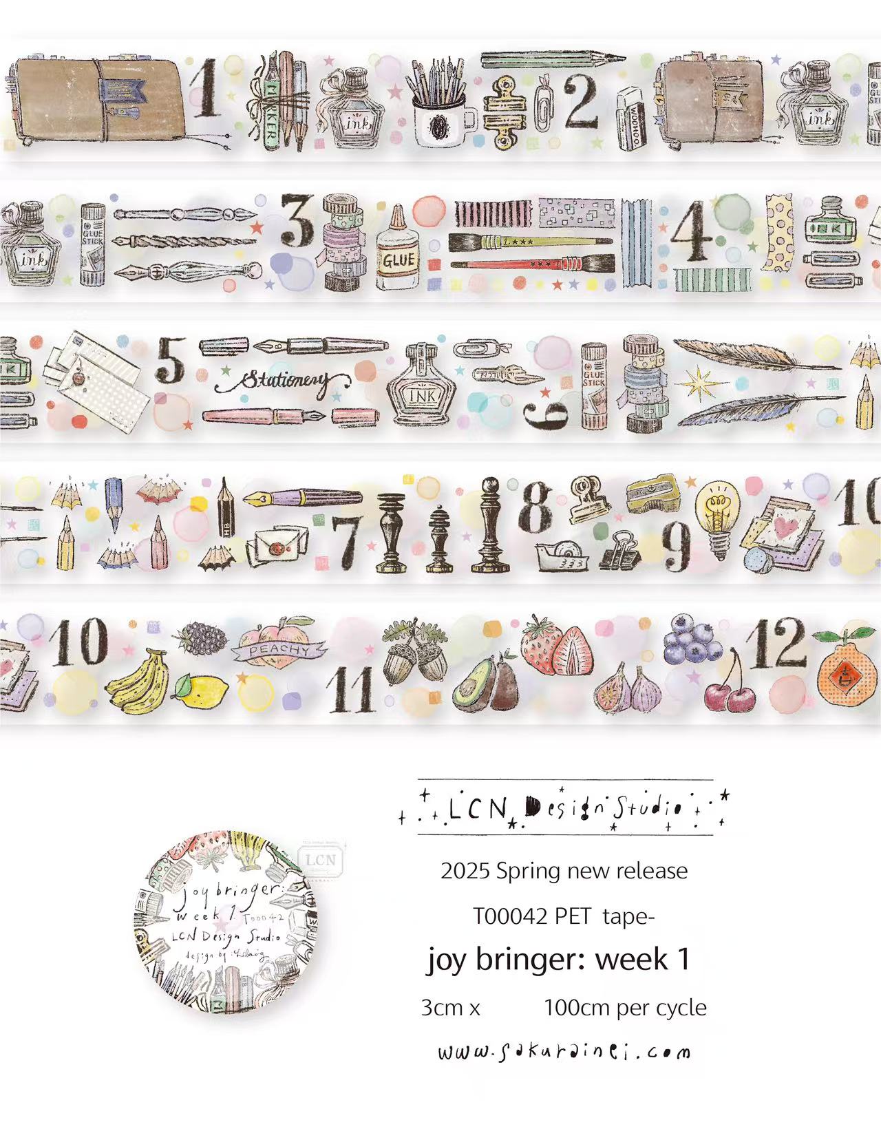 1 bucle LCN pegatina Vintage C - Washi Tape Set reseña y precio