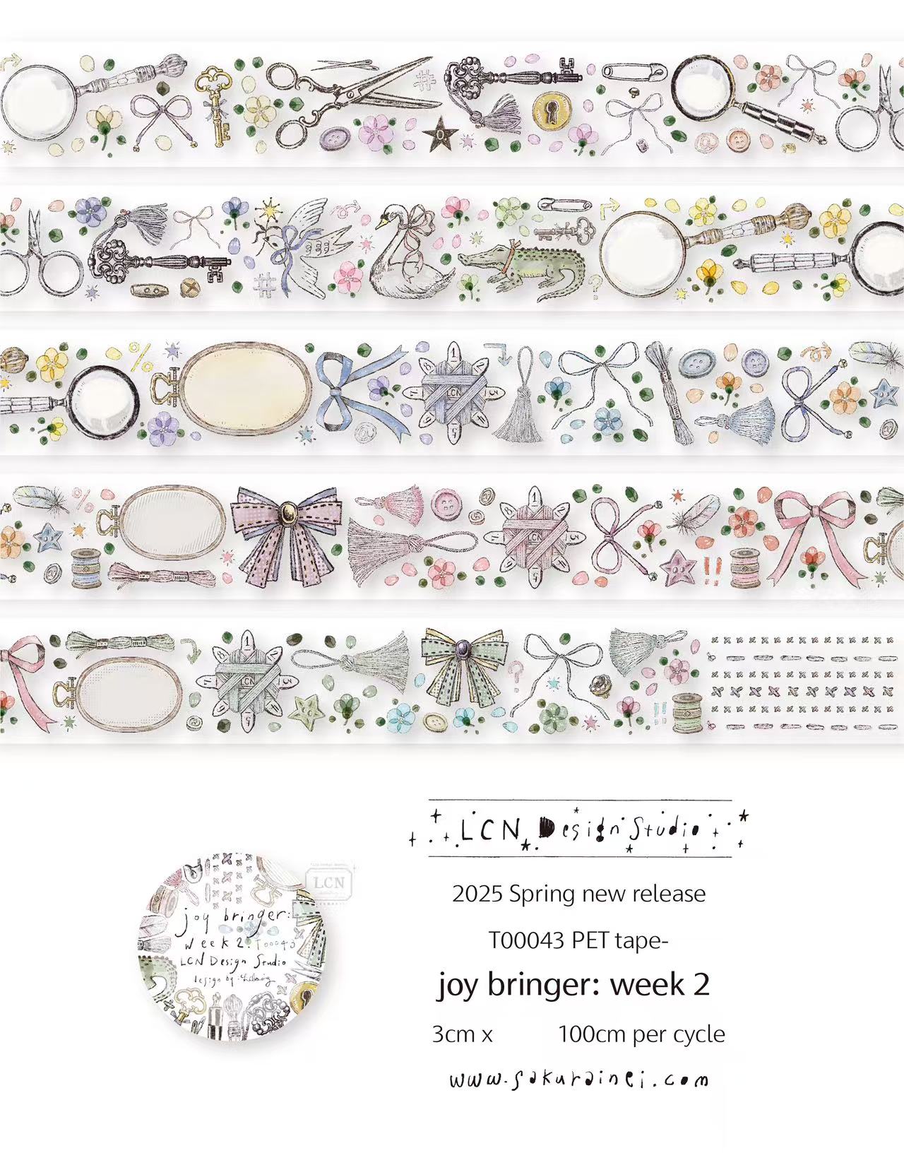 1 bucle LCN pegatina Vintage C - Washi Tape Set reseña y precio